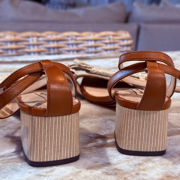Women’s Massimo Dutti raffia brown leather heeled sandals- Size 37 - Picture 6 of 9